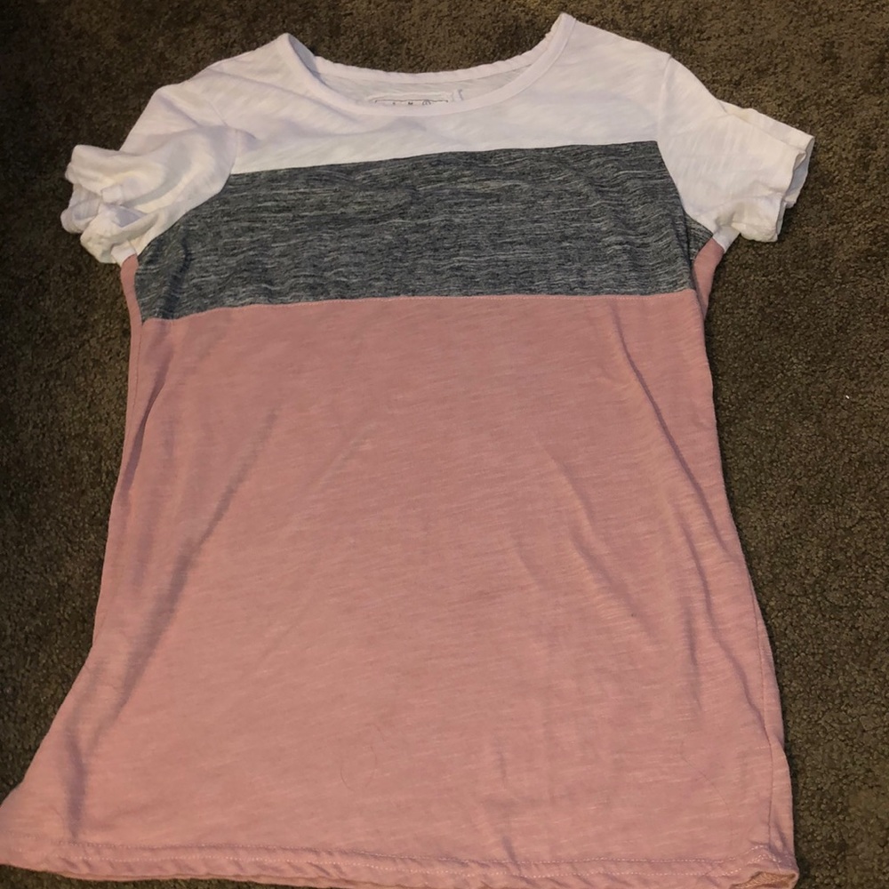 Long Pink white and grey shirt